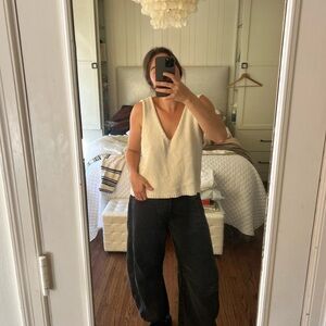 Anine Bing Cream Sleeveless V-Neck Top